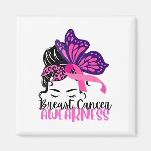 Aimant Messy Bun Pink Ribbon Sensibilisation au cancer du