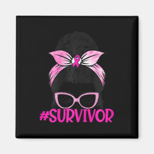 Aimant Messy Bun Pink Ribbon Sensibilisation au cancer du