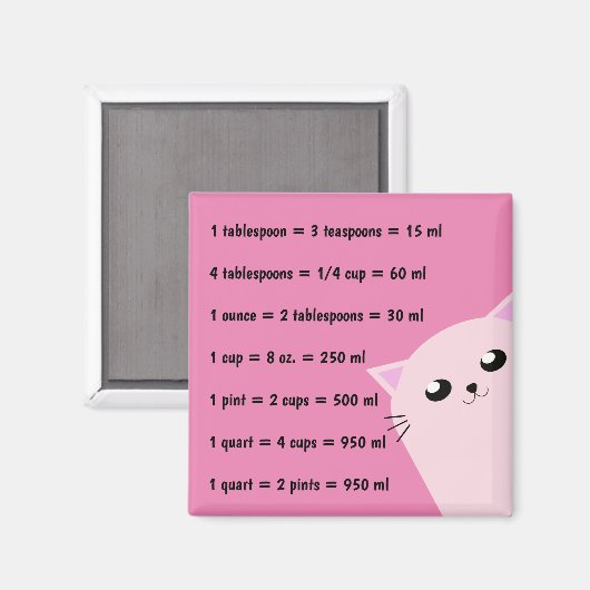 Aimant Mesures de cuisine commune (Recto/Verso)