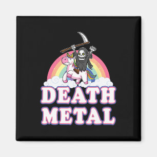 Aimant Métal de mort drôle Rainbow Grim Reaper Unicorn Sh