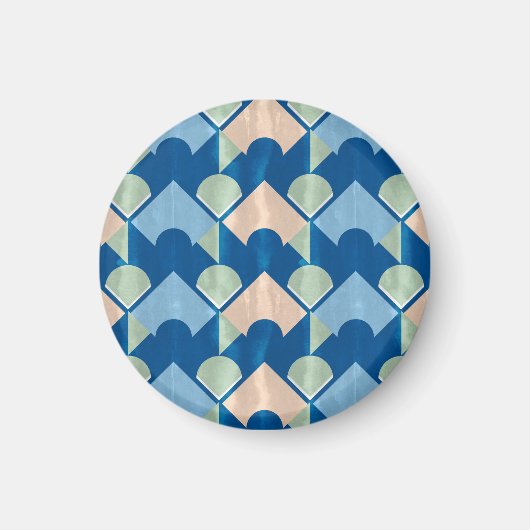 Aimant Metallic blue geometric diamond shapes (Devant)