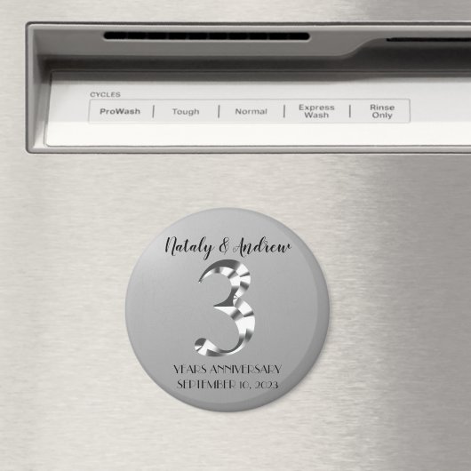 Aimant Metallic Silver Third Wedding Anniversary (In Situ (Lave-vaisselle))