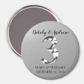 Aimant Metallic Silver Third Wedding Anniversary (Recto/Verso)
