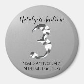 Aimant Metallic Silver Third Wedding Anniversary (Devant)