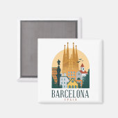 Aimant métallique Skyline Barcelone Espagne (Recto/Verso)