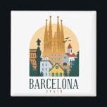 Aimant métallique Skyline Barcelone Espagne<br><div class="desc">Superbe et unique Barcelone Espagne Skyline Magnet montrant les célèbres sites et bâtiments de la ville espagnole. Fait un grand cadeau souvenir pour chaque touriste,  catalan et tous les êtres chers. Achetez le vôtre aujourd'hui. Idée cadeau Extraordinaire à Barcelone pour anniversaire ou noël.</div>