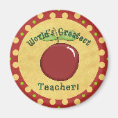 Aimant Mete World's Greatest Teacher with Apple & Dots (Devant)