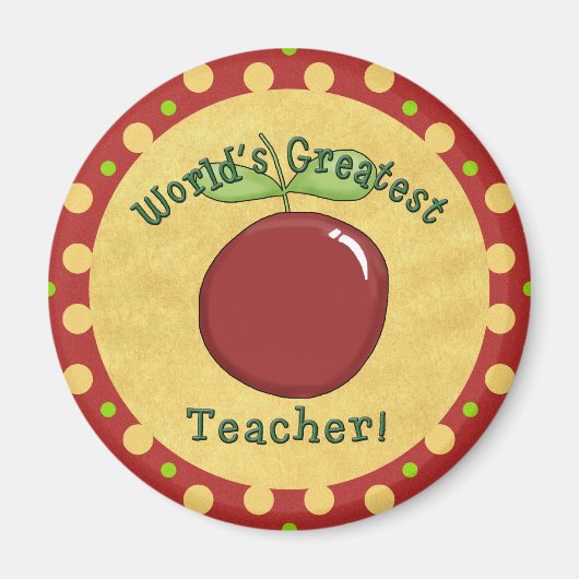 Aimant Mete World's Greatest Teacher with Apple & Dots (Devant)