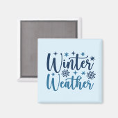Aimant Météo d'hiver - Typographie des Fêtes Neiges (Recto/Verso)
