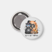 Aimant Mettons-nous les méchants ! | Chat à sorcière noir (Recto/Verso)