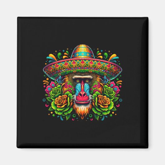 Aimant Mexicain Cinco De Mayo Fêtons Baboon Mo (Devant)