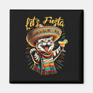 Aimant Mexicaine Faisons la fête Sombrero Chat Cinco De M