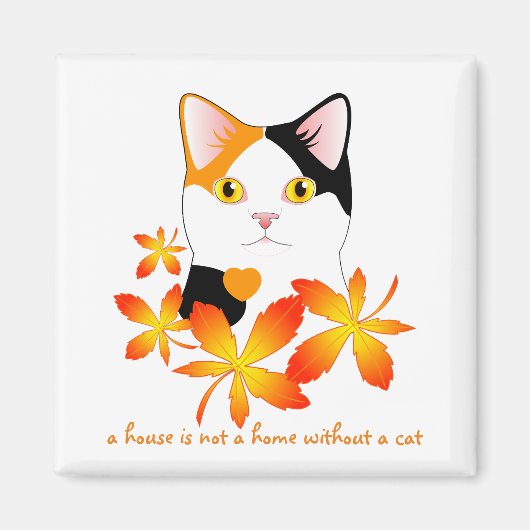 Aimant Mi-Ke Japonais Bobtail Cat érable Feuille mignonne (Devant)