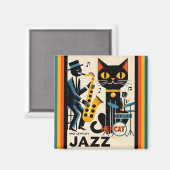 Aimant Mi siècle Jazz Age HepCat Chat Noir (Recto/Verso)