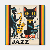 Aimant Mi siècle Jazz Age HepCat Chat Noir (Devant)