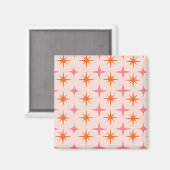 Aimant Mi-Siècle Rétro Starburs Motif rose orange (Recto/Verso)