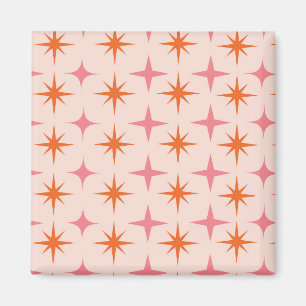 Aimant Mi-Siècle Rétro Starburs Motif rose orange