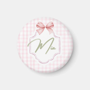 Aimant Mia Baby Girl Nursery Bow & En vichy personnalisée