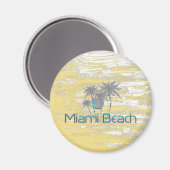 Aimant Miami-Beach, Floride, Palms, Grunge Cool (Recto/Verso)