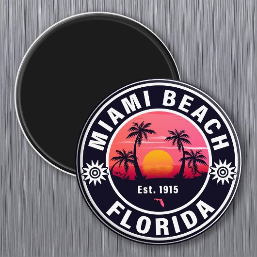 Aimant Miami Beach Floride Retro Sunset Souvenirs 60s