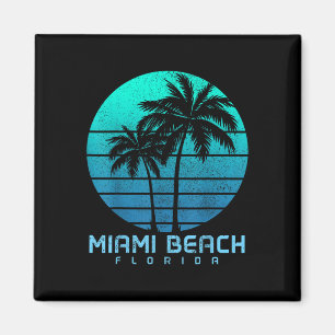 Aimant Miami Beach Floride Vintage Palm Trees Beach Souve