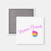 Aimant Miami-Beach-logo-soleil-palmiers-rose (Recto/Verso)