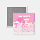 Aimant Miami Beach, Miami Travel Art, Preppy, rose (Recto/Verso)