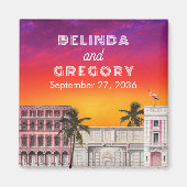 Aimant Miami Beach Rainbow Row Charleston Palm Wedding (Devant)