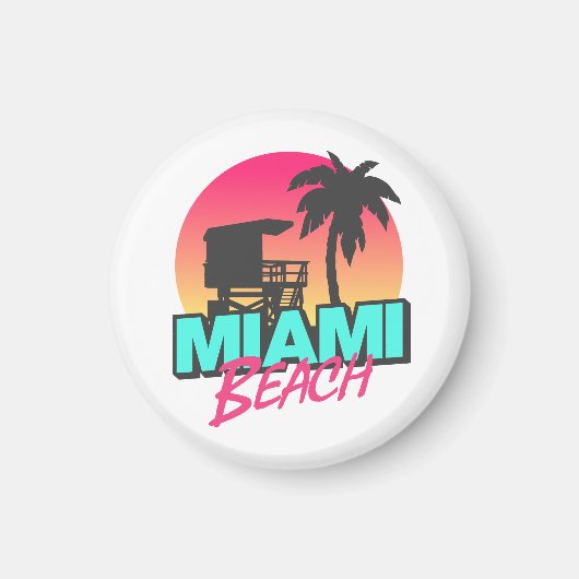 Aimant Miami Beach Travel Vintage (Devant)
