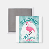 Aimant Miami Florida Flamant rose rose - Voyage Vintage R (Recto/Verso)