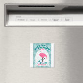 Aimant Miami Florida Flamant rose rose - Voyage Vintage R (In Situ (Lave-vaisselle))