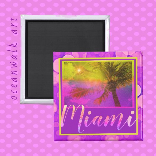 Aimant Miami Floride Sun et Palm Tree