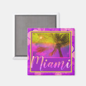 Aimant Miami Floride Sun et Palm Tree (Recto/Verso)