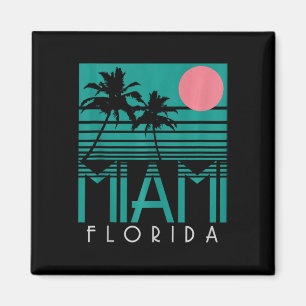 Aimant Miami Floride Vintage Retro Palm Trees Beach Summe