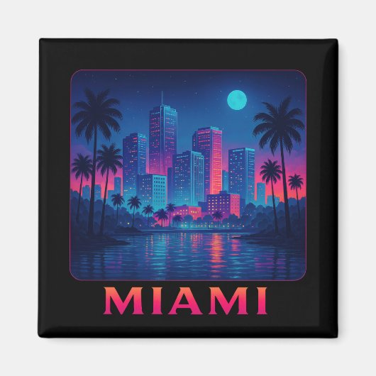Aimant Miami Moonrise - Neon Skyline (Devant)