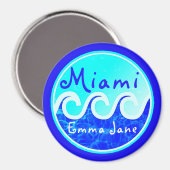 Aimant Miami Ocean Waves Blue Sky Votre nom (Recto/Verso)