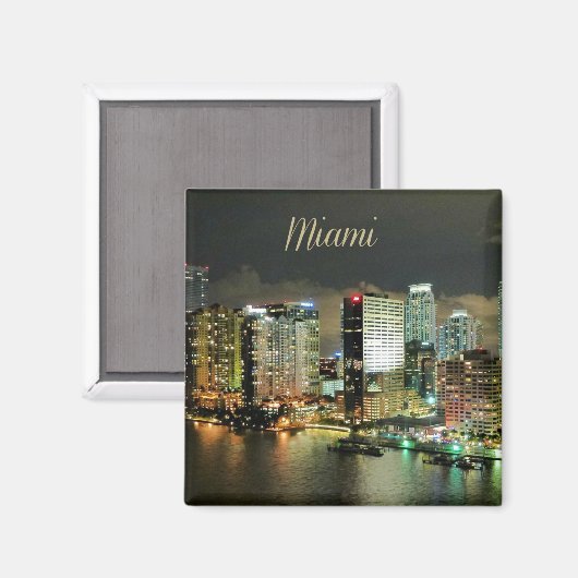 Aimant Miami Skyline la nuit (Recto/Verso)
