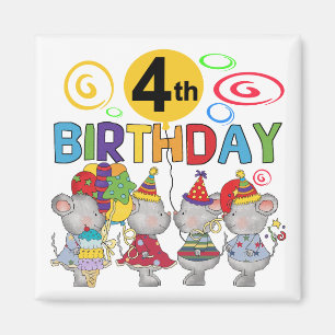 Aimant Mice 4th Birthday T-shirts et cadeaux
