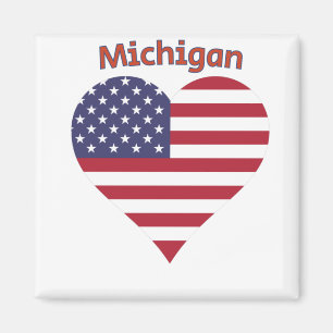 Aimant Michigan American Flag Heart