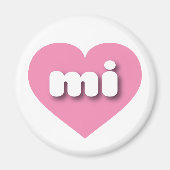 Aimant MIchigan coeur rose - J'aime mi (Devant)