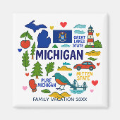 Aimant Michigan Custom Family Trip Keepsake (Devant)