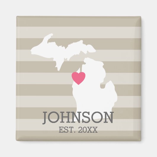 Aimant Michigan Home State City Map - Mariage personnalis (Devant)