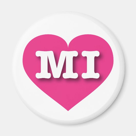 Aimant MIchigan Hot Pink Heart - J'aime MI (Devant)