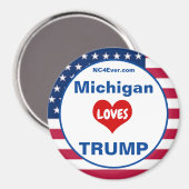 Aimant Michigan LOVES TRUMP Patriotic Frigo (Recto/Verso)