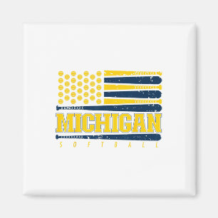 Aimant Michigan Softll Vintage Hommes Enfants Équipe Rétr
