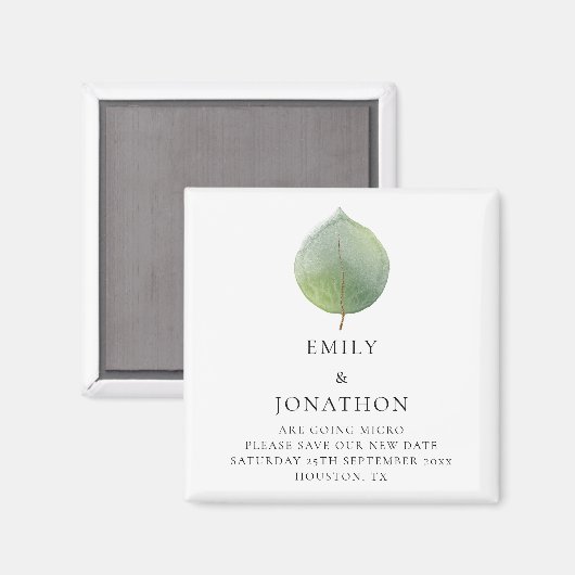Aimant Micro Plus Petit Mariage Eucalyptus Enregistrer La (Recto/Verso)