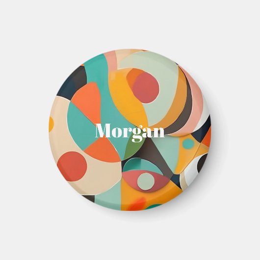 Aimant Mid Century Art moderne Monogramme ou nom, géométr (Devant)