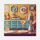 Aimant Mid Century Atomic Retro Futuristic Party Room (Devant)