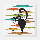 Aimant Mid Century black cat design (Devant)