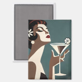 Aimant Mid Century Modern Art The Martini DIva (Recto/Verso)